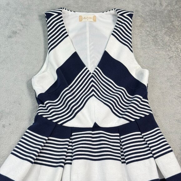 Altar’d State Nautical Fit & Flare Pleated Mini Dress Navy Striped Cocktail S - Picture 6 of 11